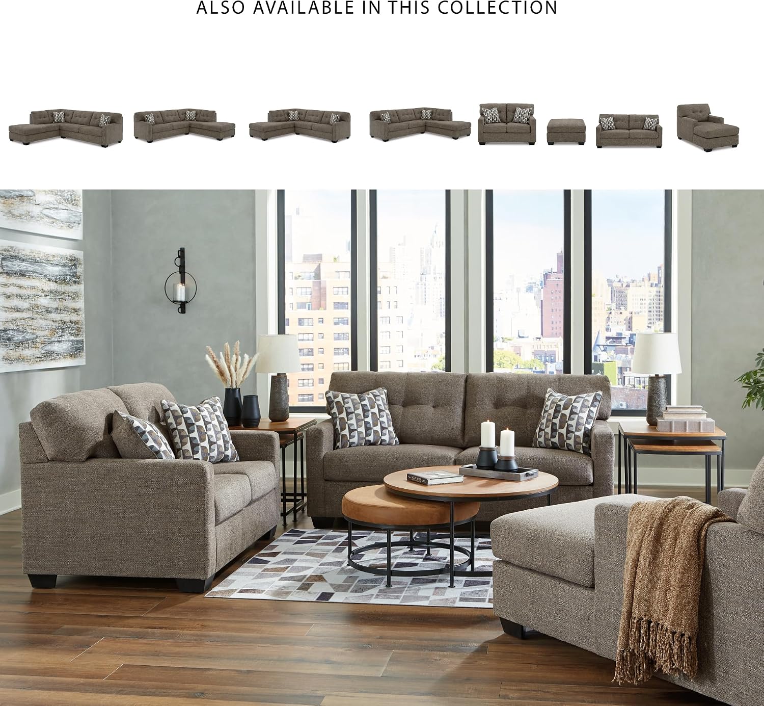 Signature Design by Ashley Mahoney Full Sofa Sleeper, Chocolate | Sofa cama, 4-in memory foam mattress, Engineered wood, Wood and metal frame, Chocolate brown chenille upholstery, 3-seater