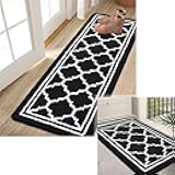 Buganda Indoor Door Mat 2 Pieces, Doormat for Entryway Size 32x20 and 59x20 in Black 2 Item Bundle