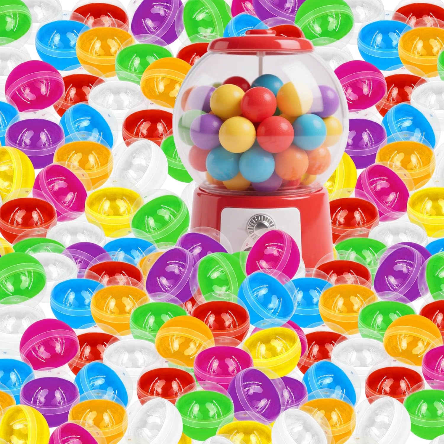 320 Pcs Gumball Vending Machine Capsules 2 Inch Empty Round Capsules Plastic Small Capsules Toy Classic Capsules Toy Clear Capsules Containers for Prizes Party Favors Supplies(Multicolor)