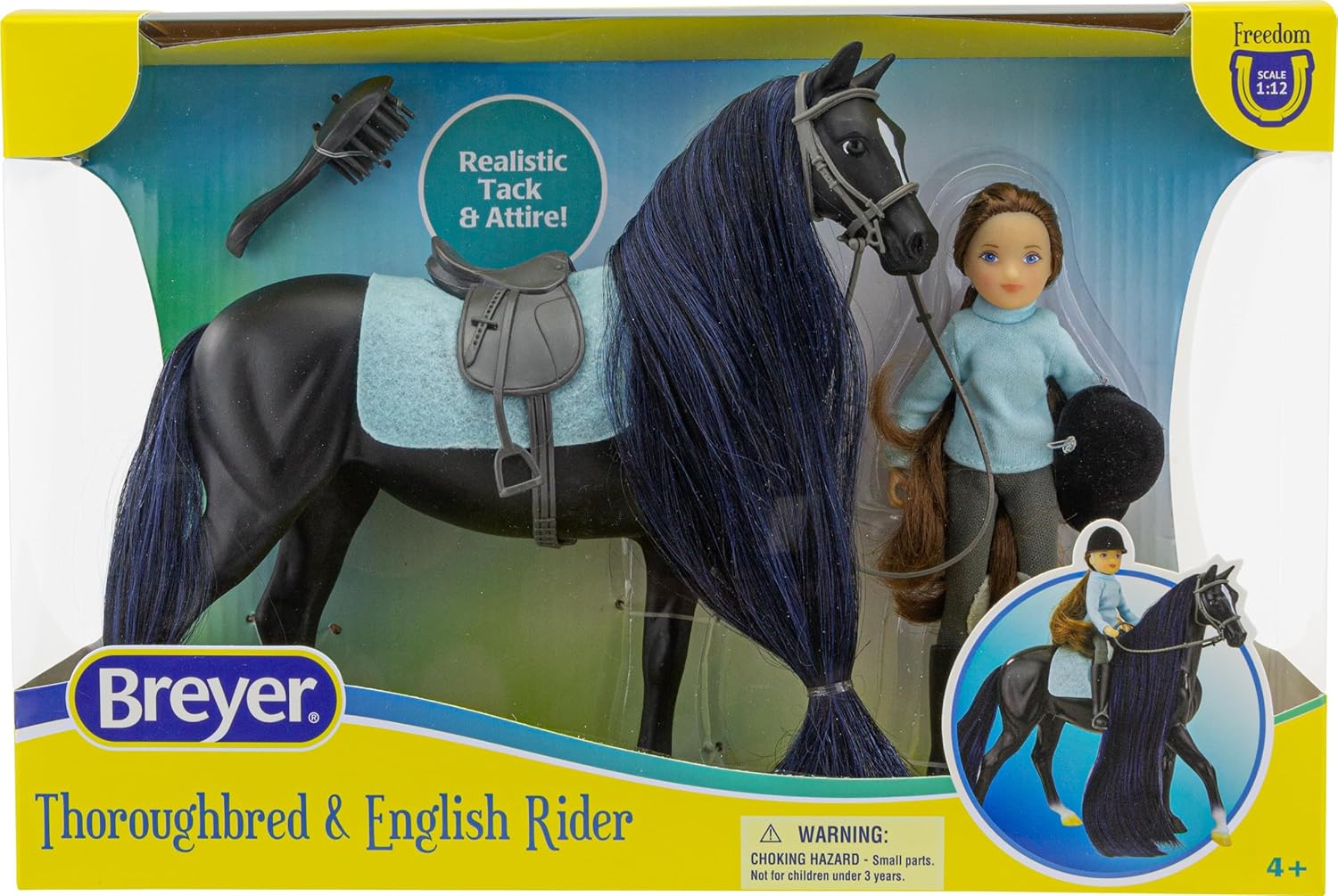 Breyer Freedom Series Horse & English Rider Set - Jet & Charlotte - 9.75" x 7" Black Toy Figure, 1:12 Scale, Model #61145