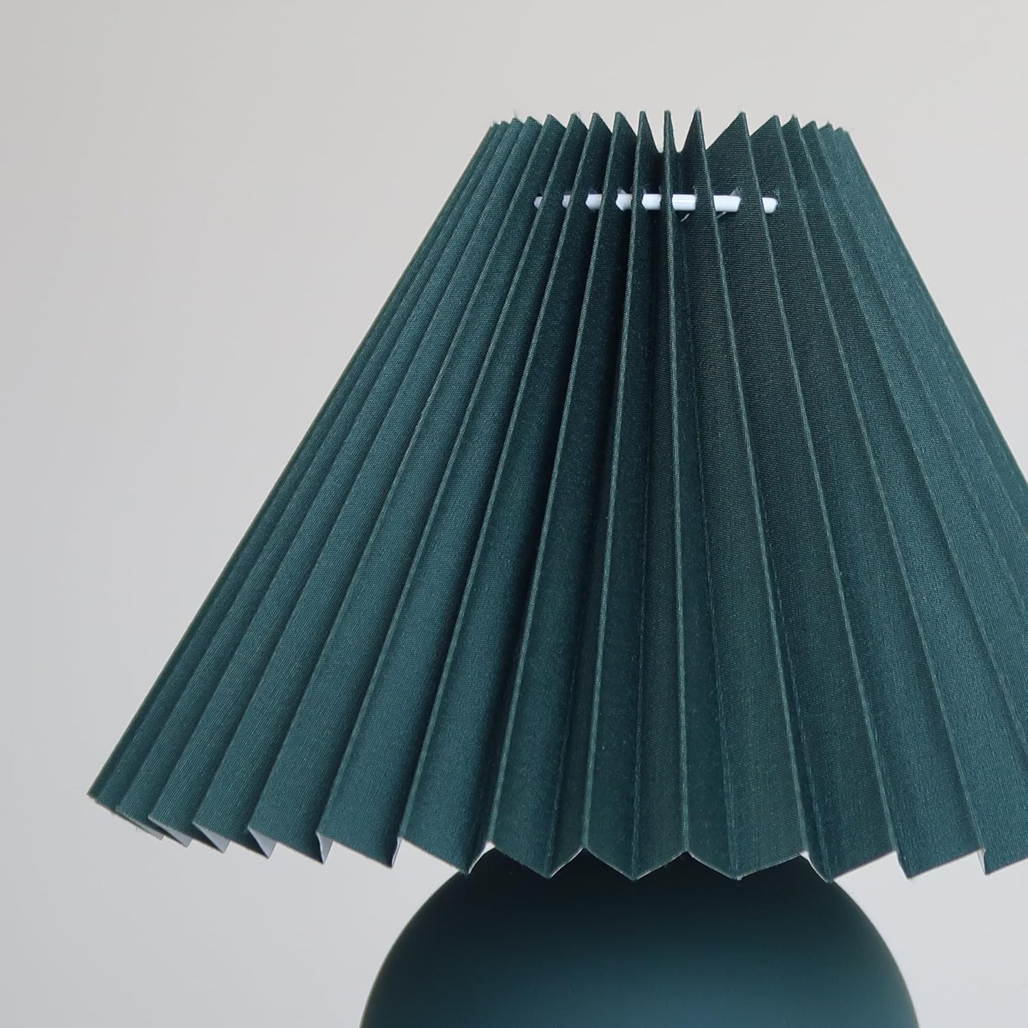Brightech Serena LED Table Lamp - Small 10" Modern Ceramic Lamp with Pleated Shade for Bedside, Nightstand, Desk - Mini Night Light with Cozy Soft White Light for Living Room, Bedroom - Teal
