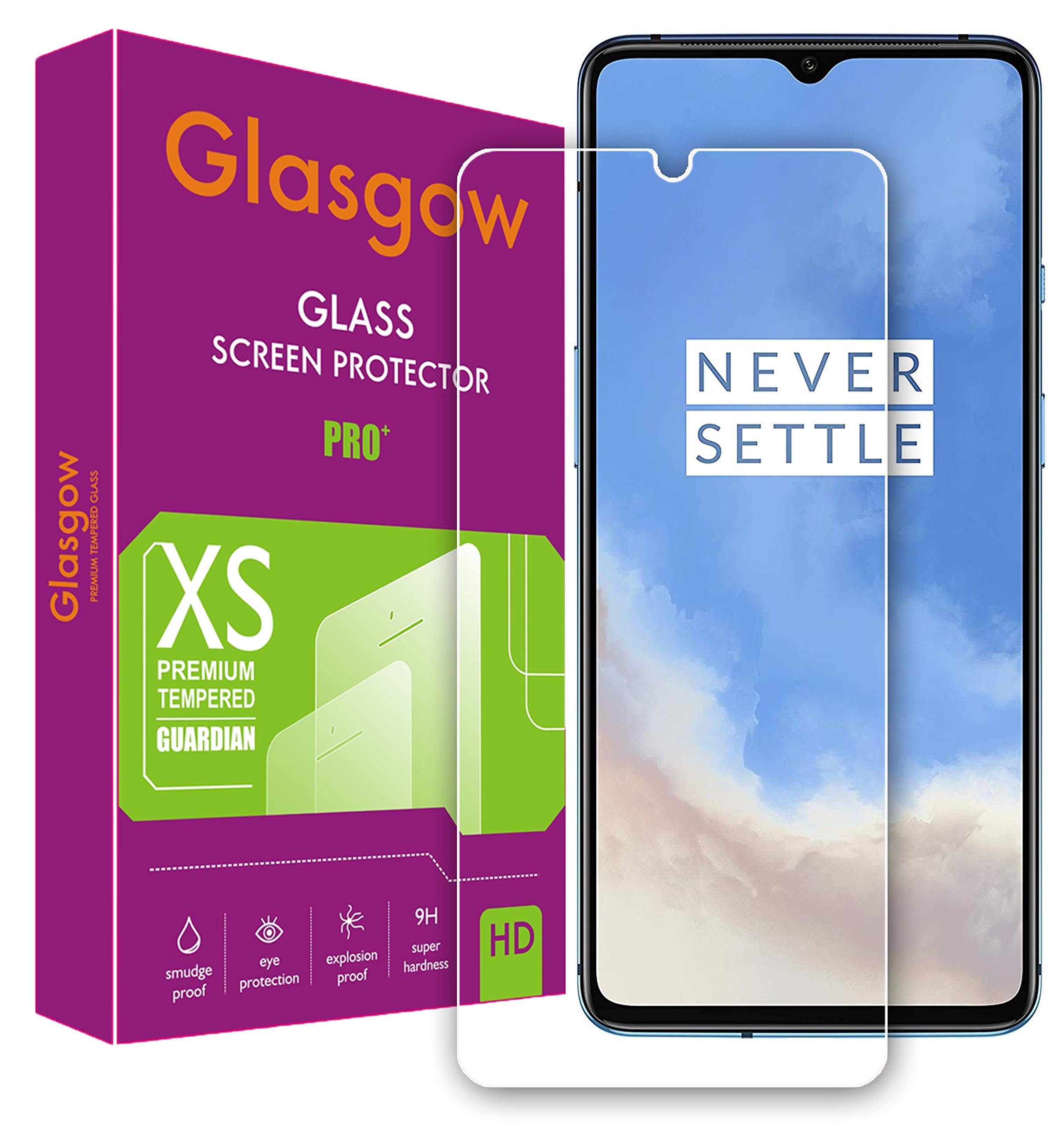 Glasgow 9H+ High Definition [HD] Tempered Glass for OnePlus 7T, 1+7T Screen Protection Premium Product [Curved Edges] [Gorilla] (B081V32GM4) Amazon Price History, Amazon Price Tracker
