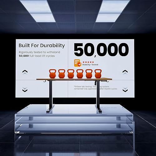 Miniatura 6 de ErGear Escritorio eléctrico de pie ajustable en altura, escritorio de pie de 48 x 24 pulgadas, escritorio de oficina en casa con memoria para Marrón