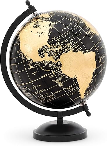 Abbott Collection 57-LATITUDE-10 - Globo decorativo pequeño giratorio, doradonegro, 11 pulgadas de alto