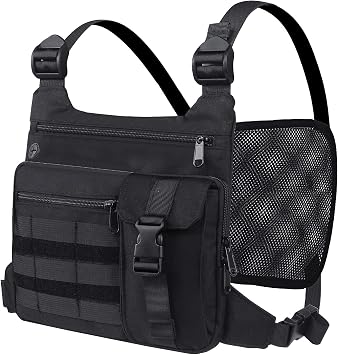KINGSLONG Running Vest, Chest Bag for Men, Chest Pack, Hiking A-Black