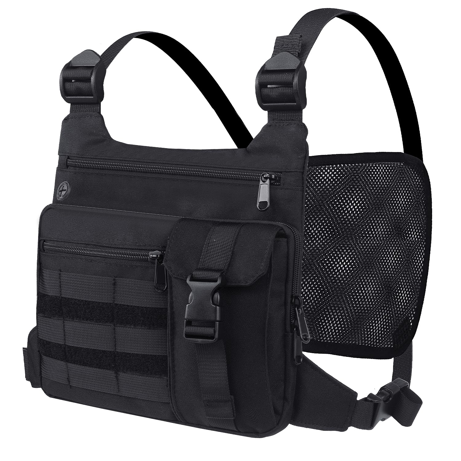 KINGSLONG Running Vest, Chest Bag for Men, Chest Pack, Hiking (A-Black)