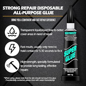 Super Glue Gel, All-Purpose Superglue Strong Adhesive Clear Glue for Wood,Rubber,Leather, Hard Plastic, Metal, Shoe, Repair Super Glue with Hole Opener 12PCS
