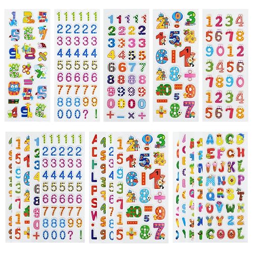 24 Sheets 300+ Number and Letter 3D Puffy Stickers for Toddlers Kids | Bulk Preschool Sticker Sheets for Reward, Craft, Scrapbooking