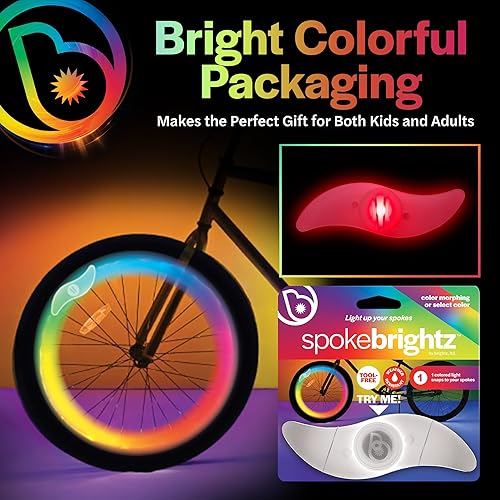 Miniatura 6 de Brightz SpokeBrightz - Luces LED para rueda de bicicleta, paquete de 2  Cambio de color y modos de selección de color  Ilumina tus radios