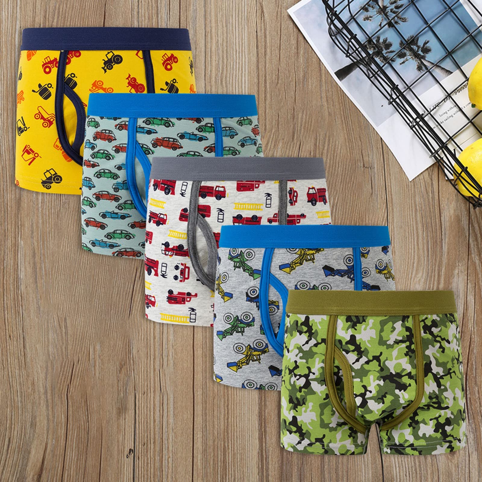 Boxer Pantalons Dinosaure Dessin Animé Enfants Garçons Culottes Plates Slip Sans Couture Ensemble 5 Pièces