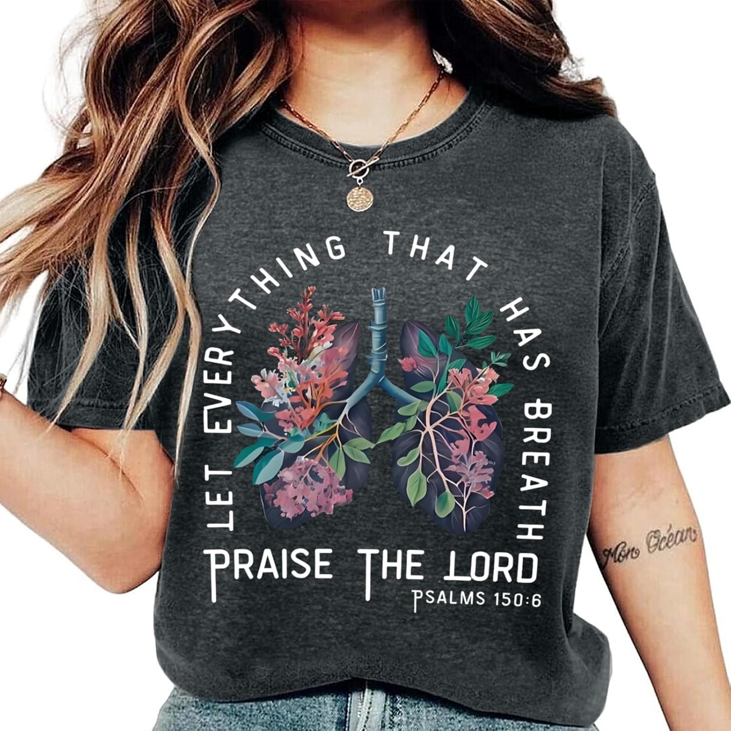 Christian Shirts for Women Vintage Bible Verse T Shirts Boho Floral Jesus Shirt Wildflowers Graphic Tees Tops - Image 2