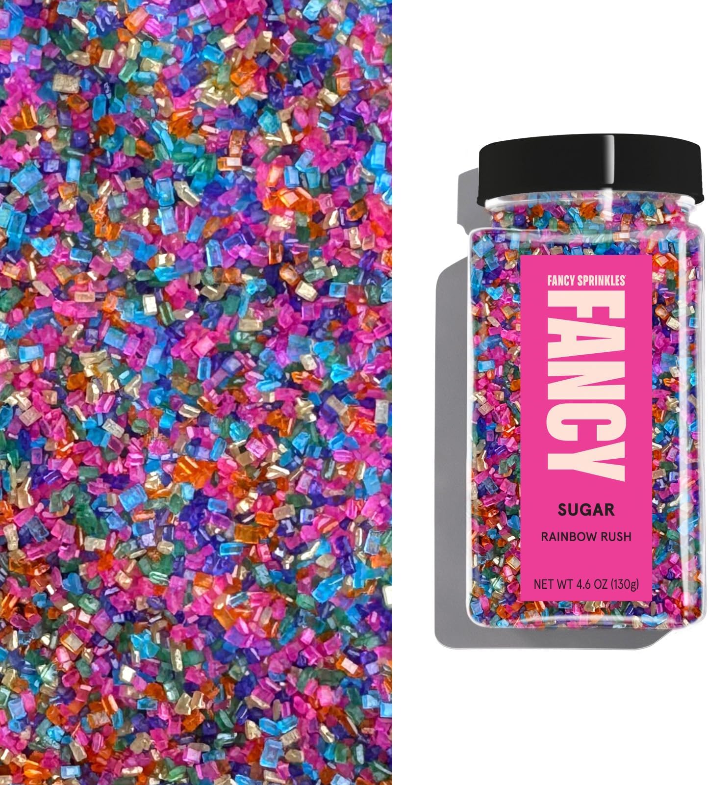 Fancy Sprinkles Rainbow Rush Fancy Sugar Multi Colored Crystals Rainbow Sugar Crystals (4 OZ)