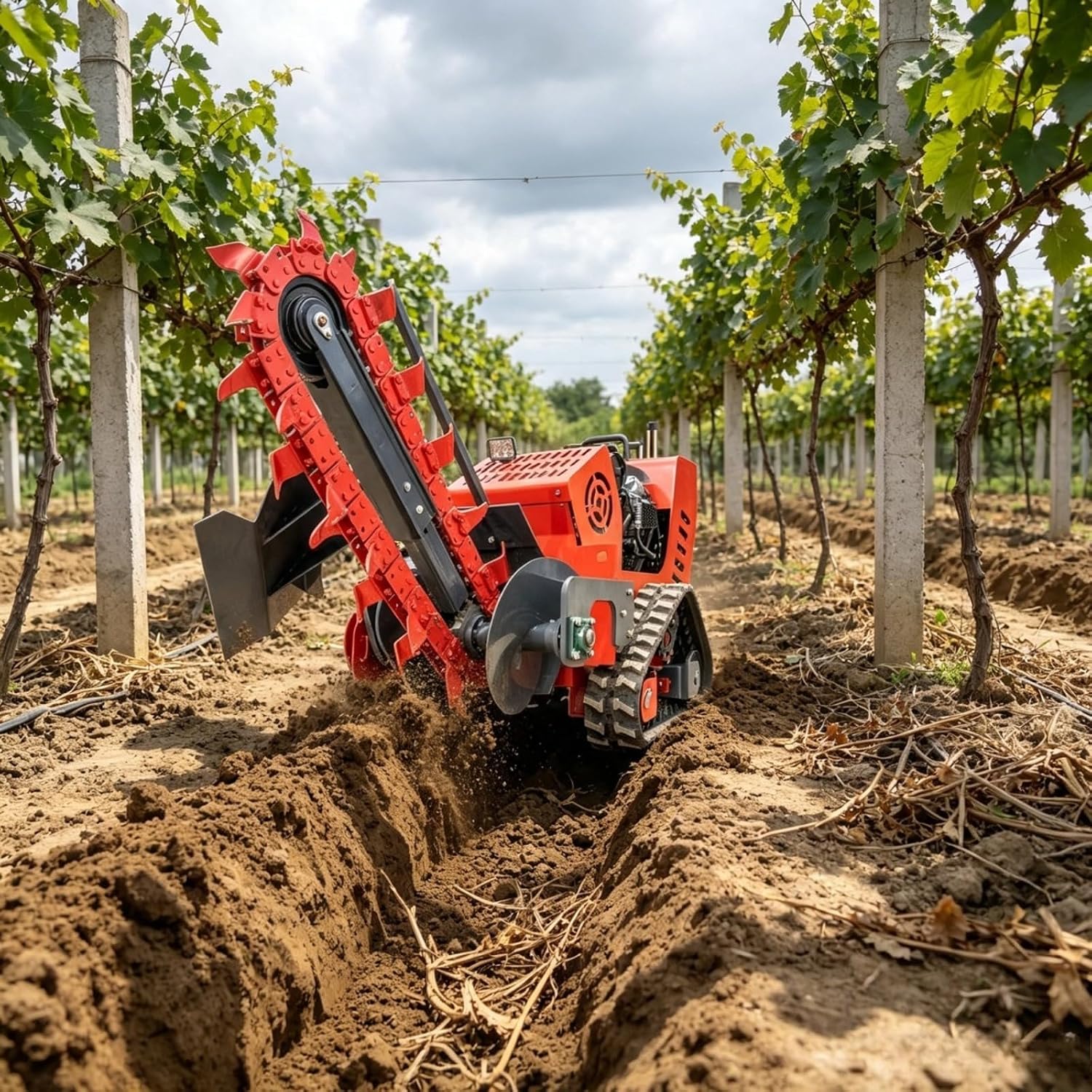 Mini Crawler Chain Ditching Machine Farm Trencher for Garden Water Systems