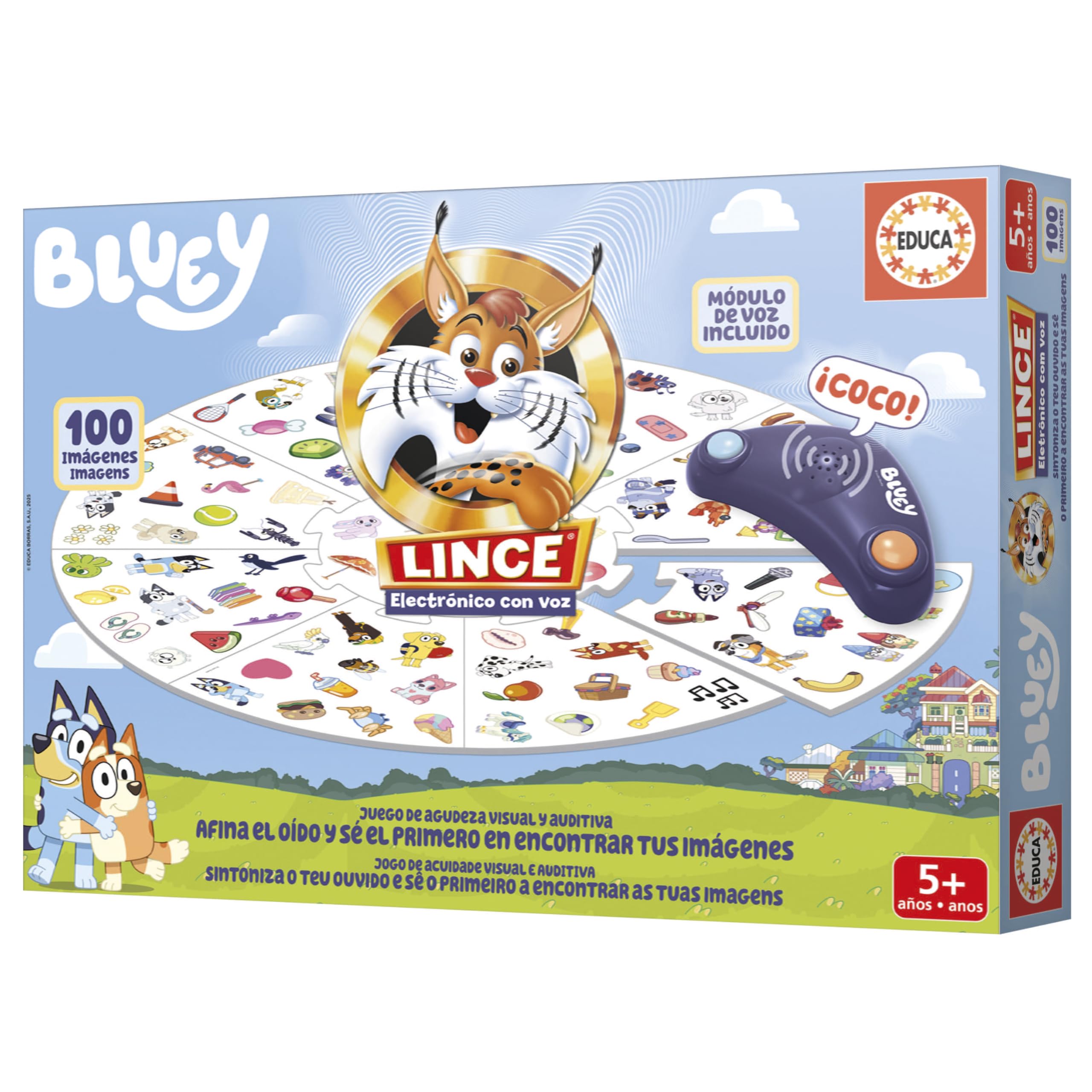 Educa - Lince Bluey Juego de Mesa Infantil | Lince Electrónico Original | Juego Rápido de Observación y Agudeza Visual | Diversión en Familia | Regalo para Niños a Partir de 5 años (20359)