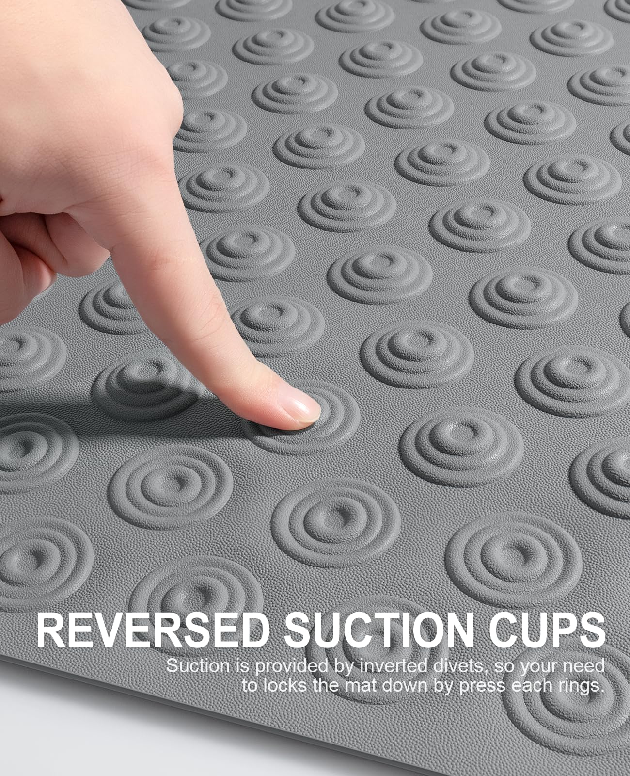 Yolife No Suction Cup Bath Mat: 40x100CM Extra Long Bathmat│Perfect for Refinished Bathtub Mat│Made of Nature Rubber│a Blessing for the Elderly and Children (Dark Grey) - Image 2