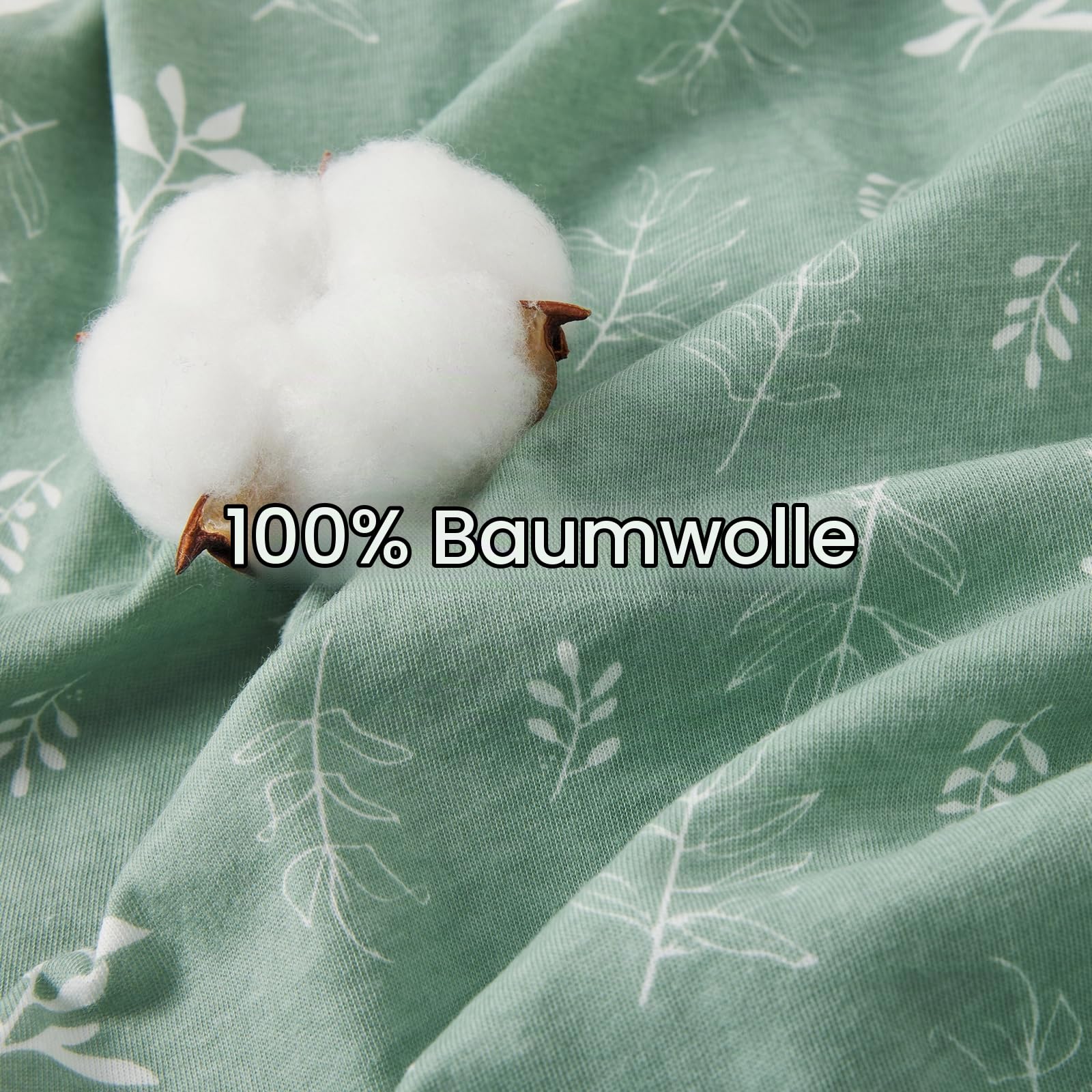 Duomiaomiao Baby Schlafsack Sommer 1.0 Tog-100% Baumwolle 2er Pack Sommerschlafsack Herbst Babyschlafsack 85 cm für Mädchen Jungen Neugeborene 6-18 Monate (Grüne Blätter)