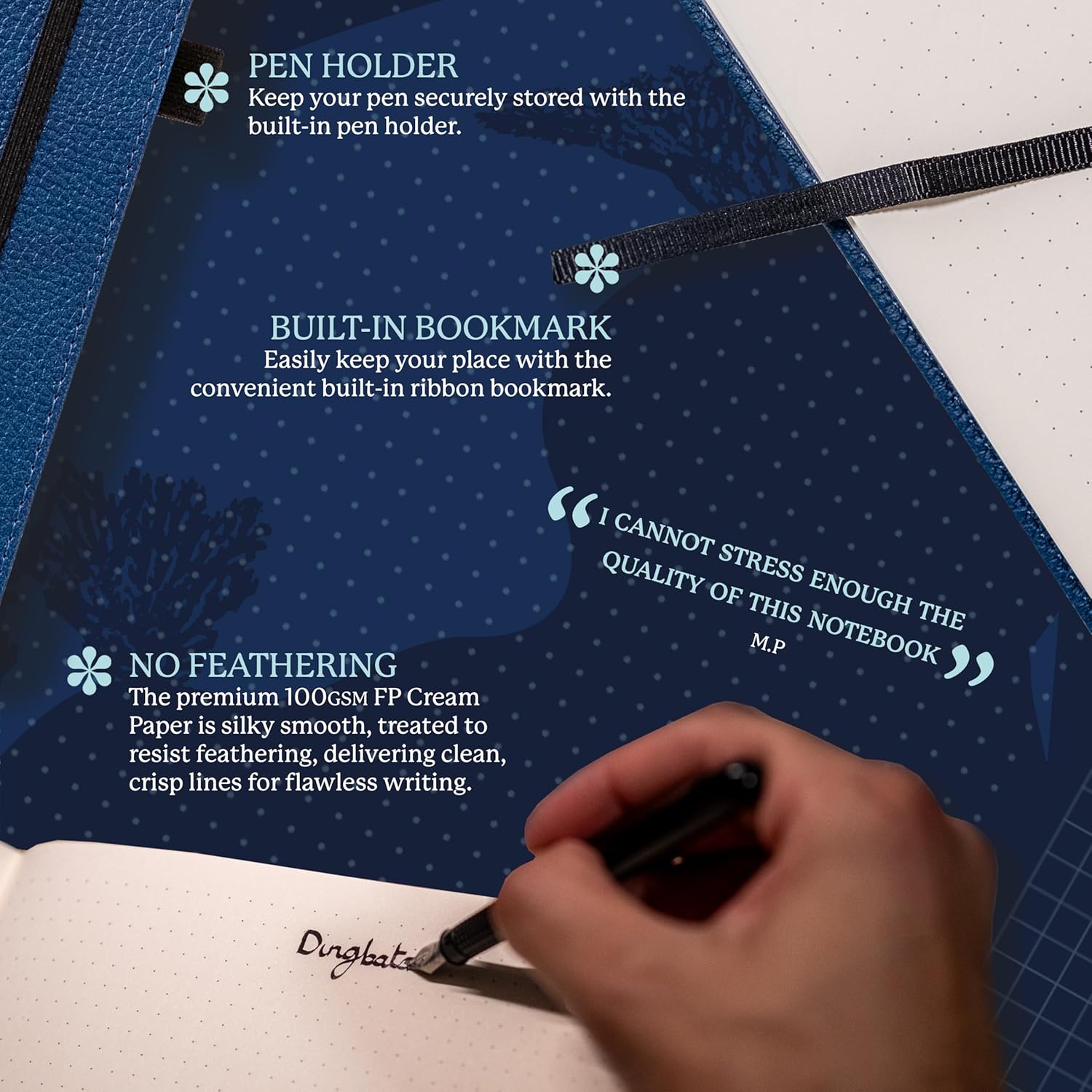 Dingbats* - Wildlife Dotted Extra Large A4 Notebook - PU Leather Hardcover Journal for Work, Writing - Pocket, Elastic Closure, Pen Holder, Bookmark - Image 3