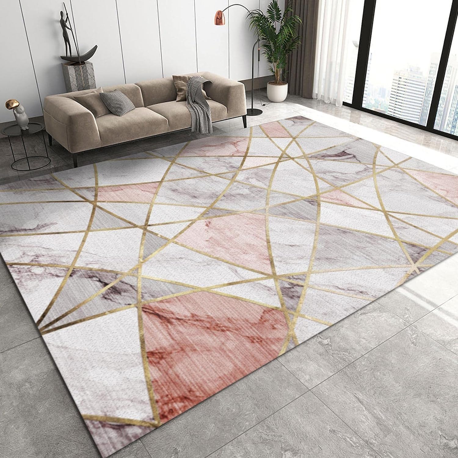 3D Abstract Geometric Lines Carpets For Living Room Bedroom Wedding Area Rug Decorative Home Bathroom Toilet Entrance Non-Slip Floor Mats 100 X 200 Cm - Polyester Soft Touch Easy Clean -8K0V5W6H4W