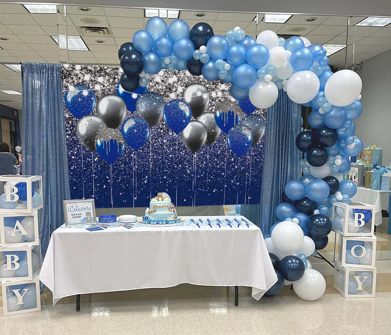 Fotohintergrund „Silber-blauer Glitzer“ – 2,1 X 1,5 M, Vinyl, Für Hochzeit, Geburtstag, Fotoshooting