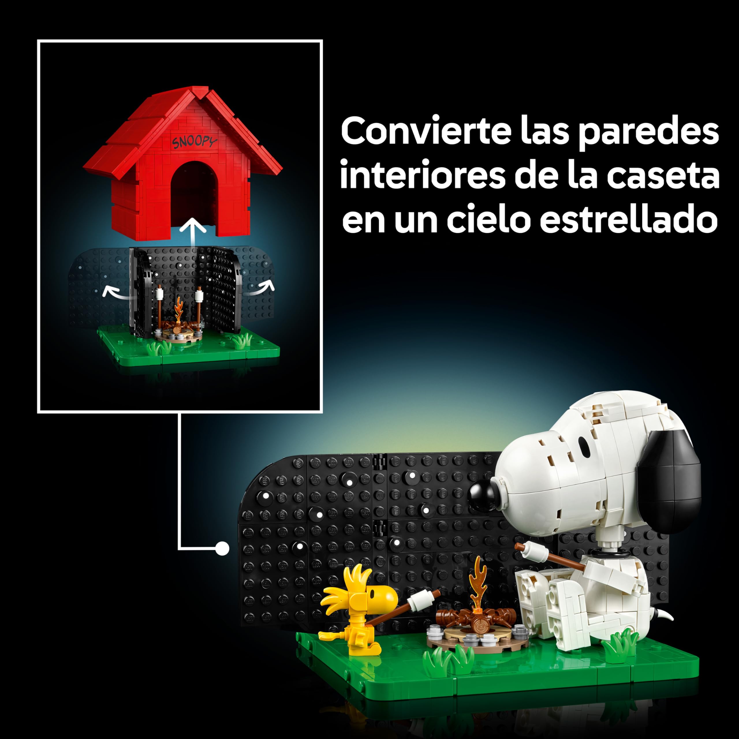 LEGO Ideas Peanuts: La Caseta de Snoopy - Maqueta para Adultos de Casa - Figura de Perro Snoopy y Pájaro Woodstock - Decoración de Estantería - Regalo para Mujeres y Hombres Fans del Cómic - 21368