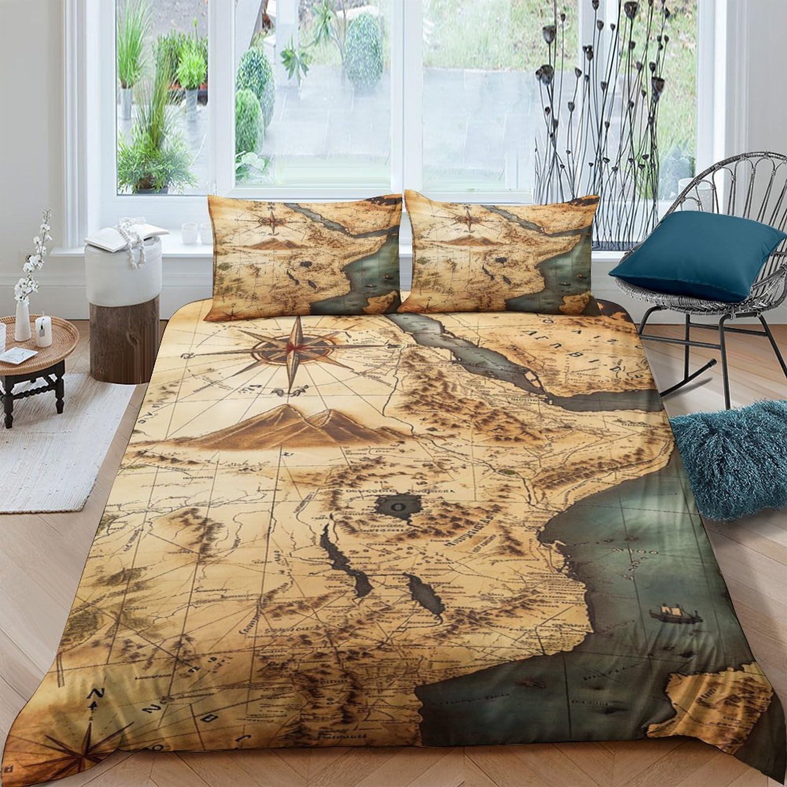 Parure de lit carte du monde pour chambre d'enfant passionné de voyages