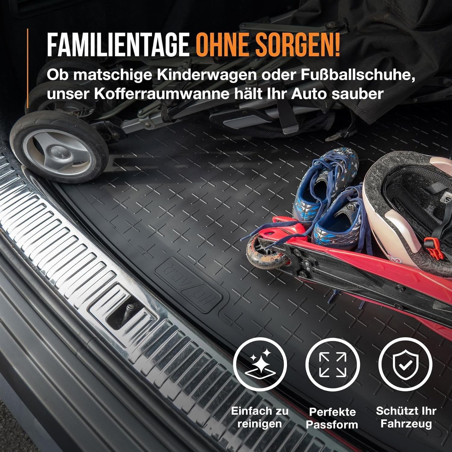 Travall Cargo Mat Liner Compatible with Audi A4 Avant (2015-Current), S4 Avant (2016-Current), RS4 Avant (2017-Current) TBM1141 - All-Weather Cargo Mat Rubber Trunk Mat Liner