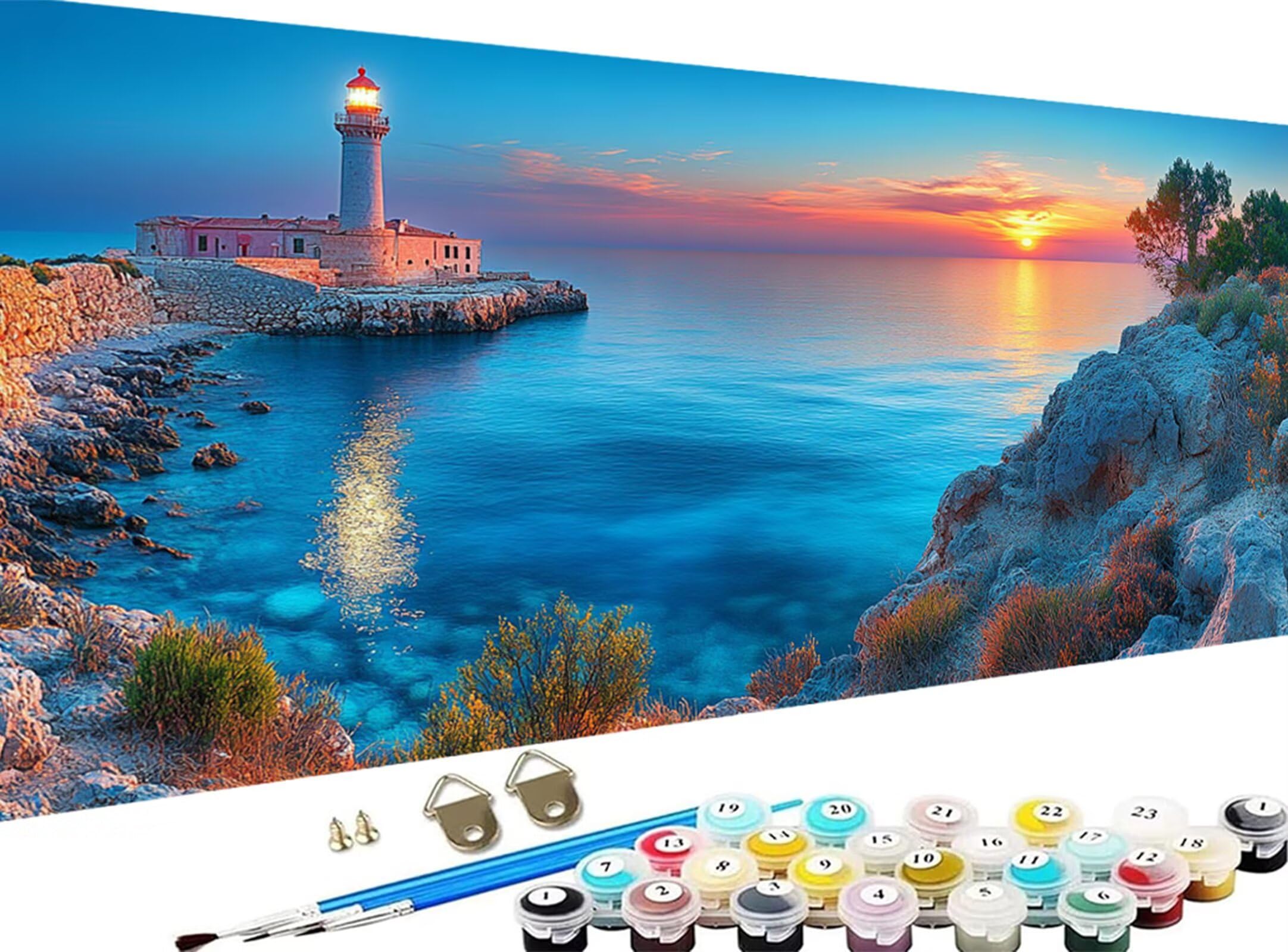 Paint by Numbers for Adults, Landscape Paint by Numbers for Adults, DIY Sea Oil Painting Arts and Crafts Kits on Canvas for Women's Hobbies, Gifts, Halloween Decorations House Decor, 24 x 48Inch Z-896
