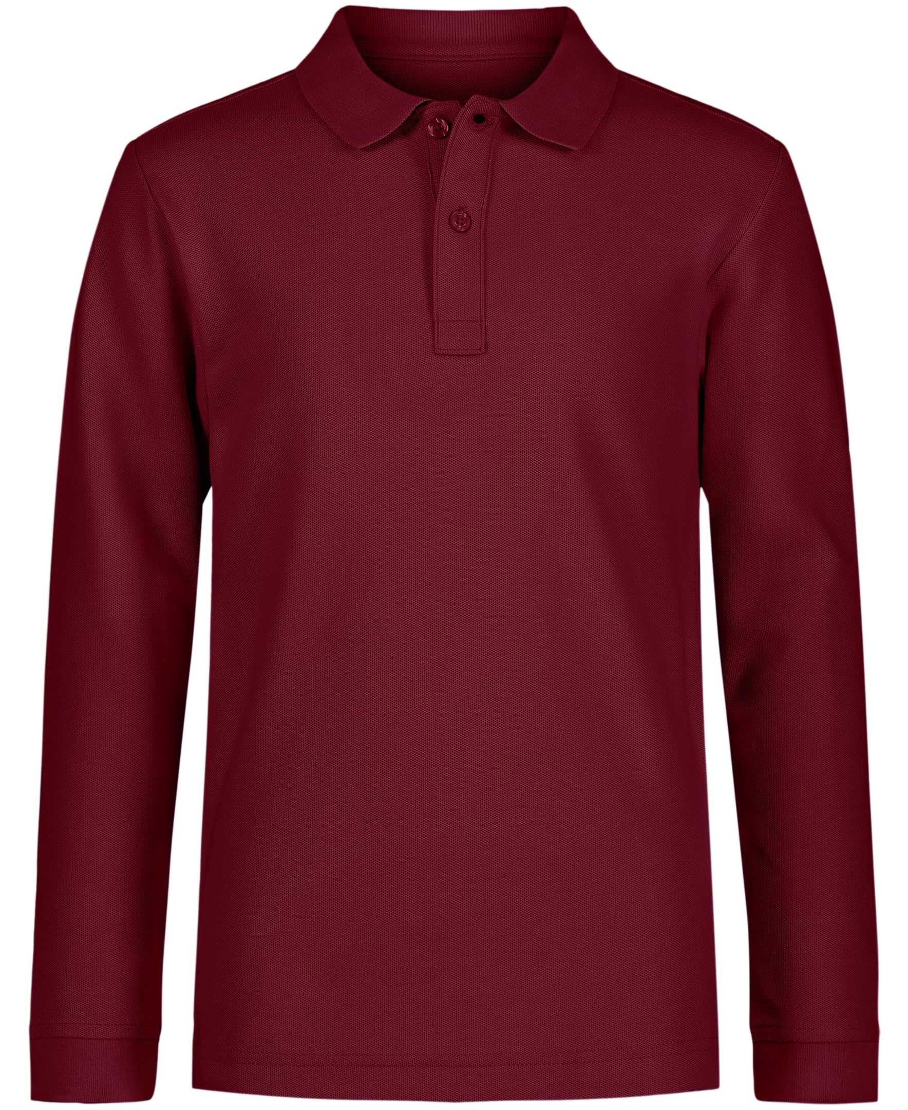 Boys' School Uniform Long Sleeve Polo Shirt, Button Closure, Comfortable, Breathable Fabric