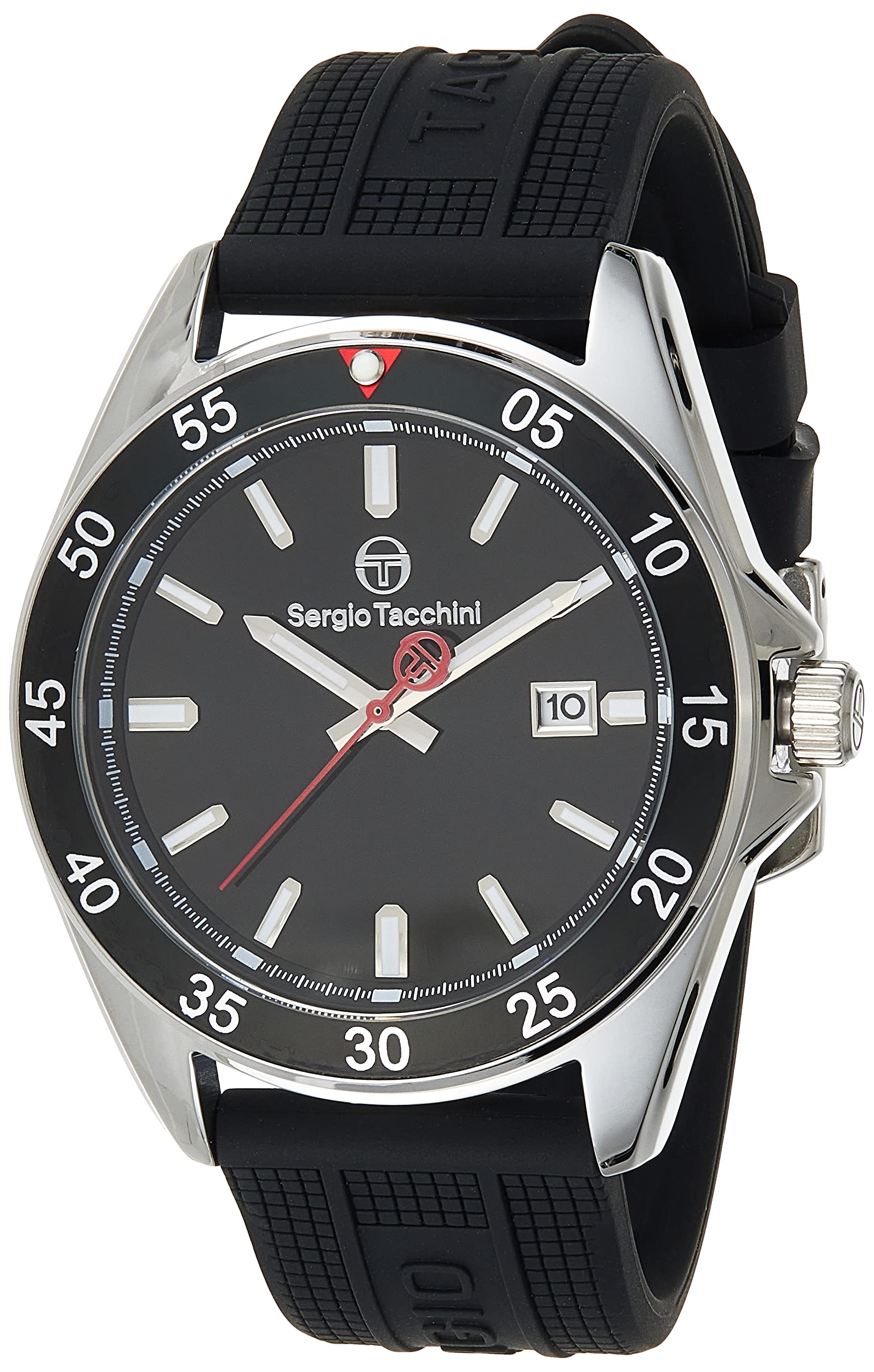 Sergio TacchiniST.1.10255-1 Streamline Silicon Strap Watch for Men, Black