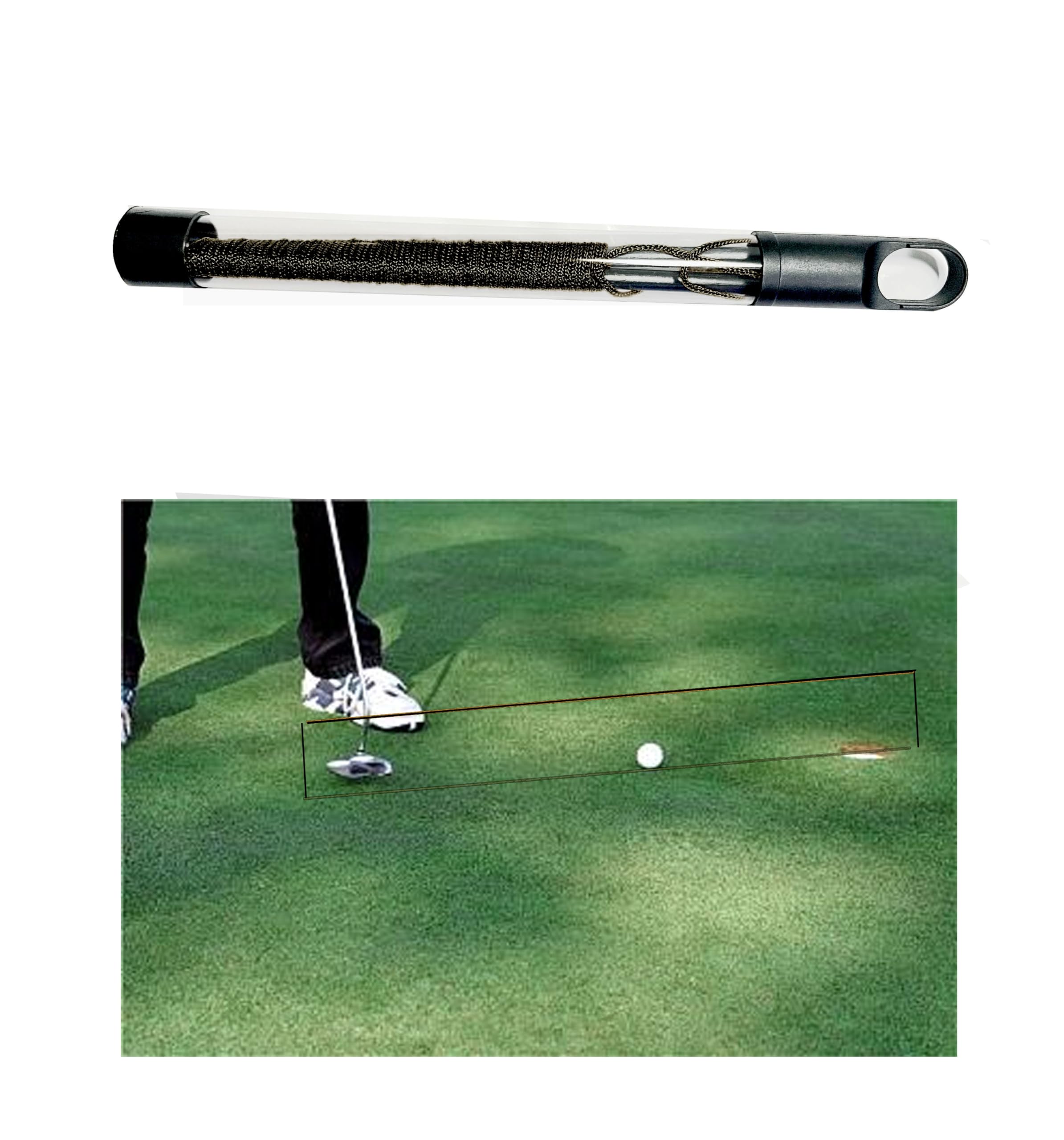 KeGOLF Golf Putting String Guide Line - 10 ft, Alignment Training Aid, Master Straight and Breaking Putts (Black)