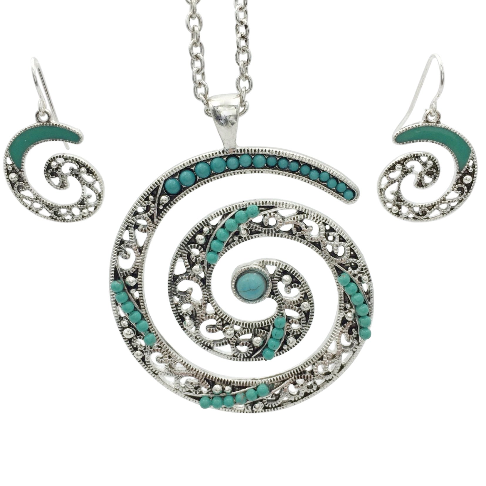 Gypsy Jewels Long Boutique Style Unique Necklace and Dangle Earring Set