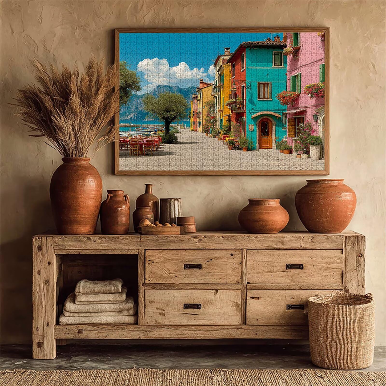 Puzzle 4000 elementów dla dorosłych na wybrzeżu, drewniane puzzle 141 x 87 cm, dla mężczyzn kobiet starszych seniorów, części ściśle do siebie pasują, dekompresja, dekoracja ścienna, prezenty dla