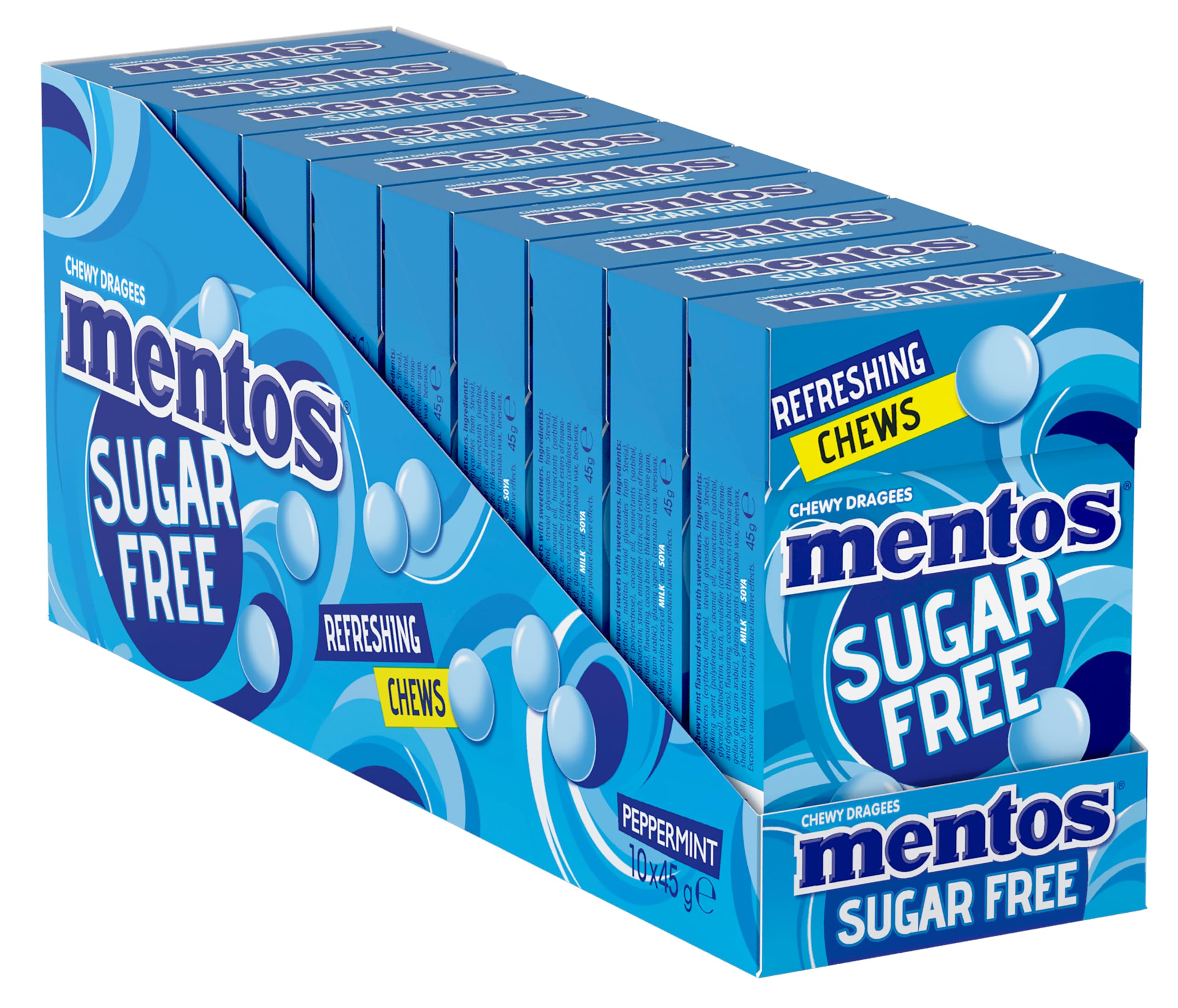 Mentos Sugar Free Peppermint Chews, 45 g (Pack of 10)