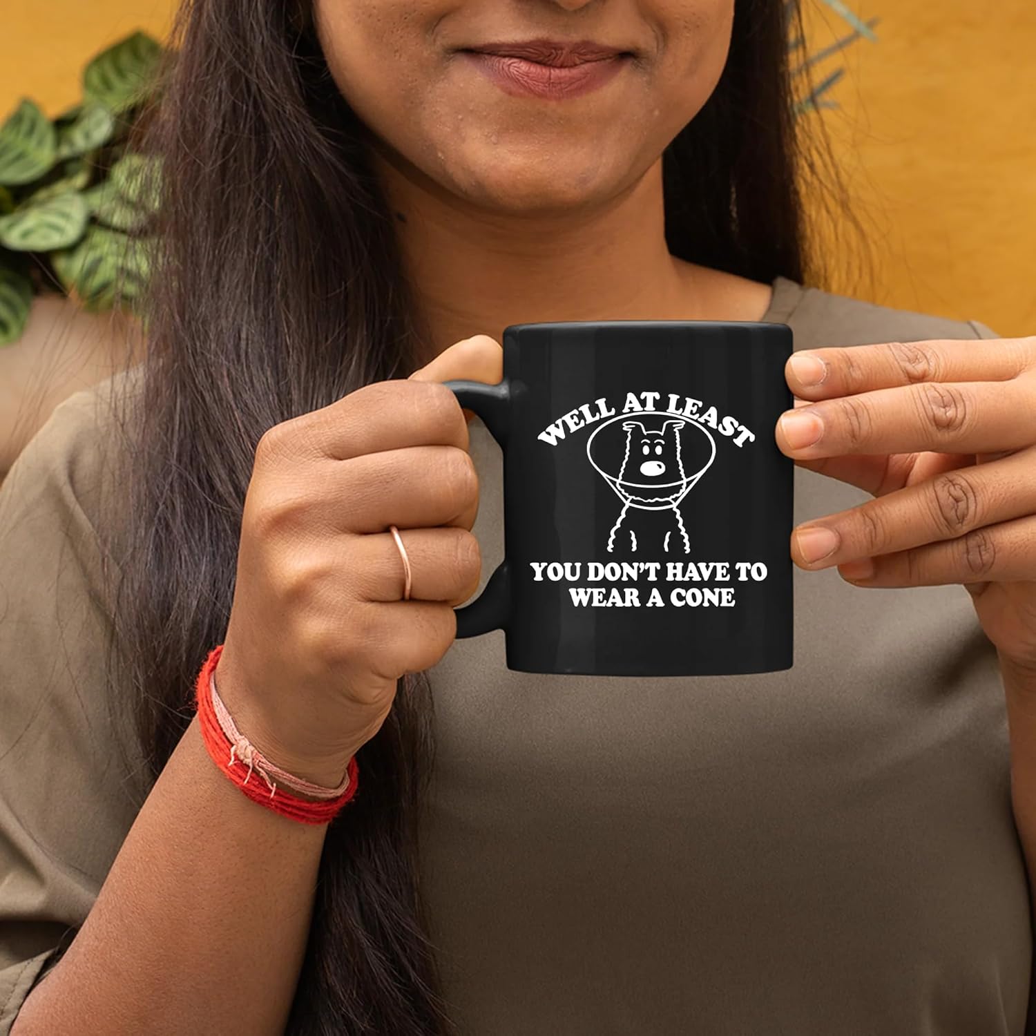 Well At Least You Don’t Have To Wear A Cone Get Well Soon Gifts For Women After Surgery Men Recovery Gifts From Friends Feel Better Get Well Ceramic Mug (Black) - Image 5