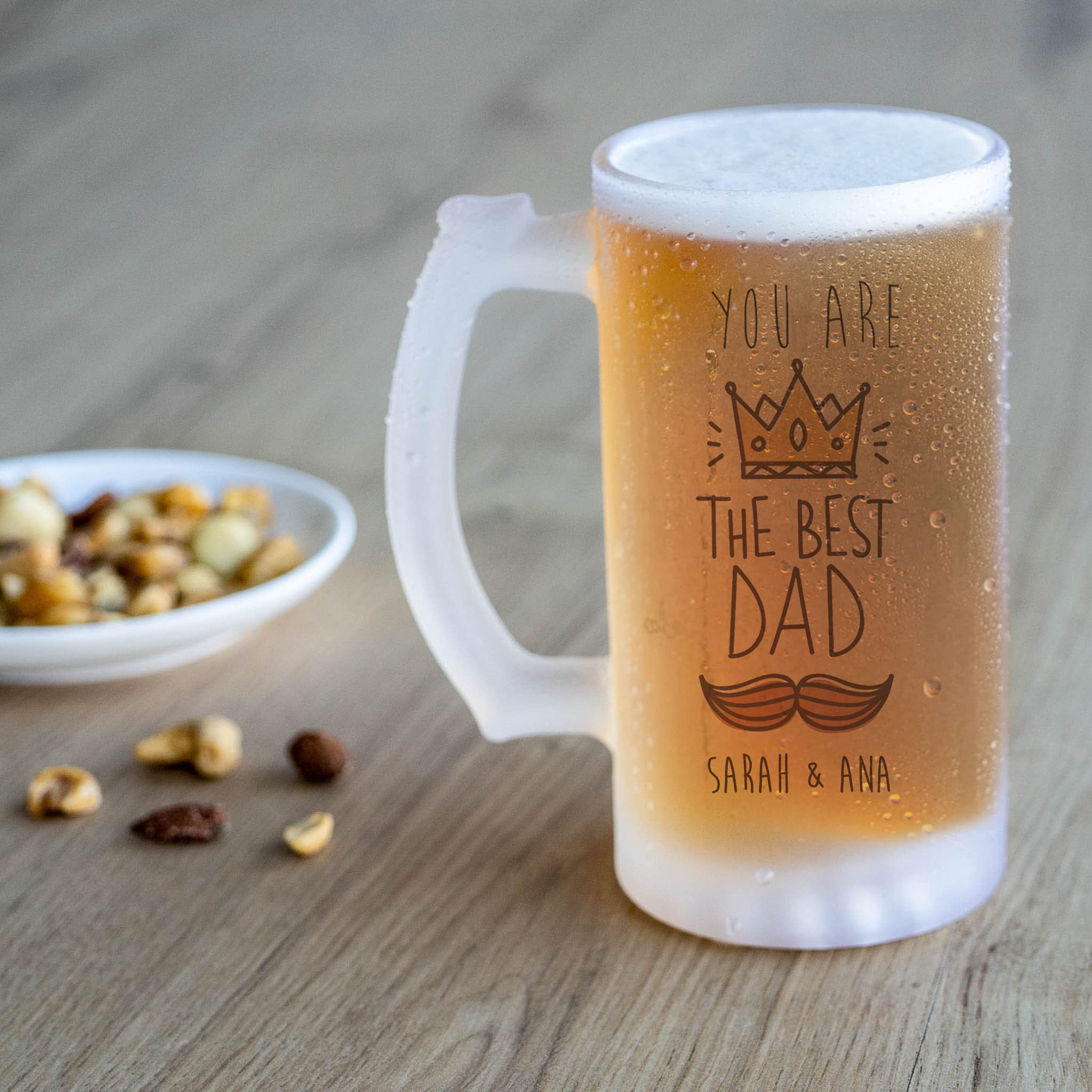 Wanapix | Boccale Birra Personalizzato con Foto y Testo | Vetro Opaco Personalizzato | 500 ml | Bicchieri da Birra Particolare | 100% personalizzabile