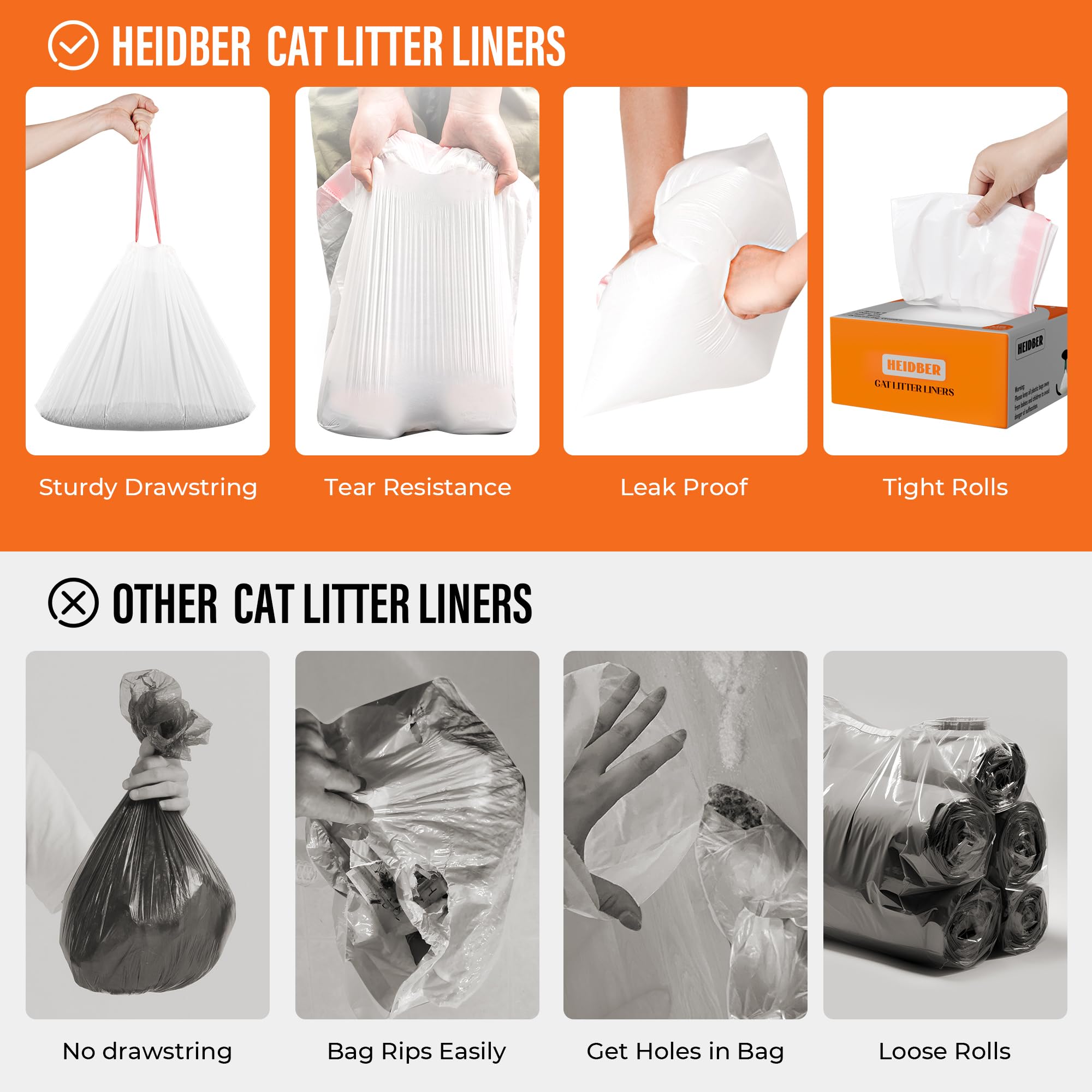 Bolsas de arena para gatos con cordón, paquete de 100 bolsas de arena para robot 3 y 4 Cleanpethome/PETKIT PuraX PuraMax Catlink - Bolsa de arena para gatos autolimpiable resistente
