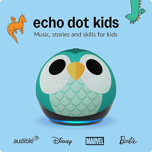 Amazon Echo Dot Kids (newest model) - Designed for kids, with Alexa+ Early Access, parental controls, Includes 1 Year of Amazon Kids+, Owl