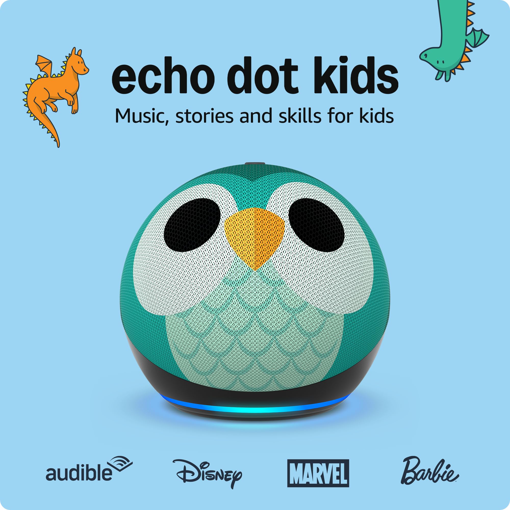 Amazon Echo Dot Kids with Alexa (newest model), Designed for kids, with parental controls, Includes 1 Year of Amazon Kids+, OwlReducing CO2