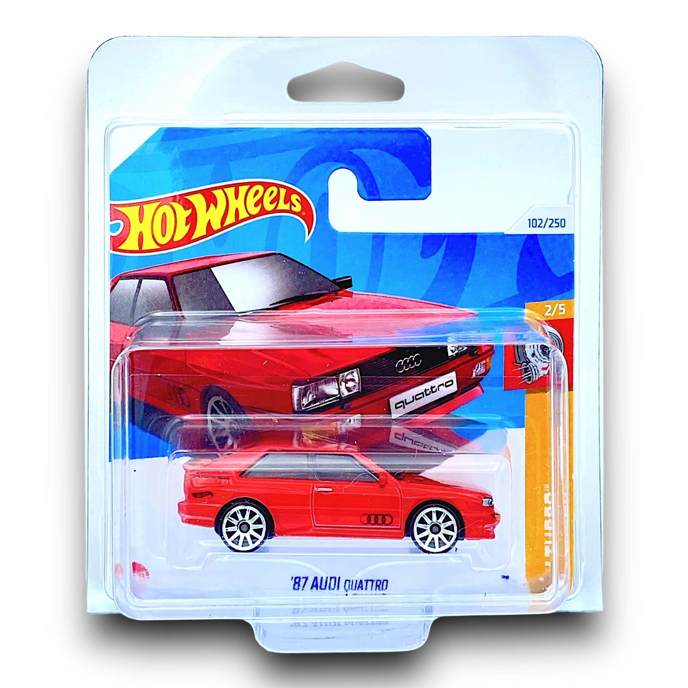 Hot Wheels '87 Audi Quattro (Red) 2/5 HW Turbo - 2024-102/250 (Short Card) - COMES IN A GENUINE KLAS CAR KEEPER PROTECTOR CASE - HRY55