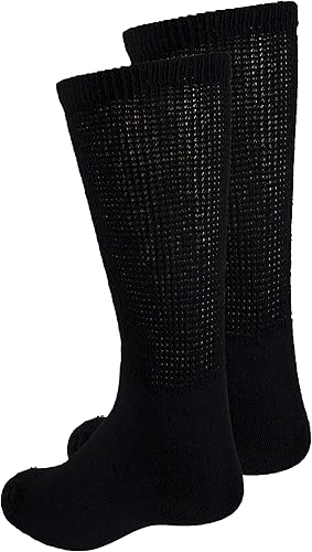 Miniatura 6 de Truform Calcetines diabéticos para hombres y mujeres, estilo médico, longitud media, altura de media pantorrilla, 3 pares, negro, M