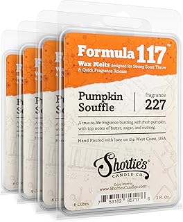 Shortie's Candle Company Pumpkin Souffle Wax Melts Bulk Pack - Formula 117-4 Highly Scented 3 Oz. Bars (12 Oz. Total) - Made with Natural Oils - Bakery & Food Air Freshener Cubes Collection