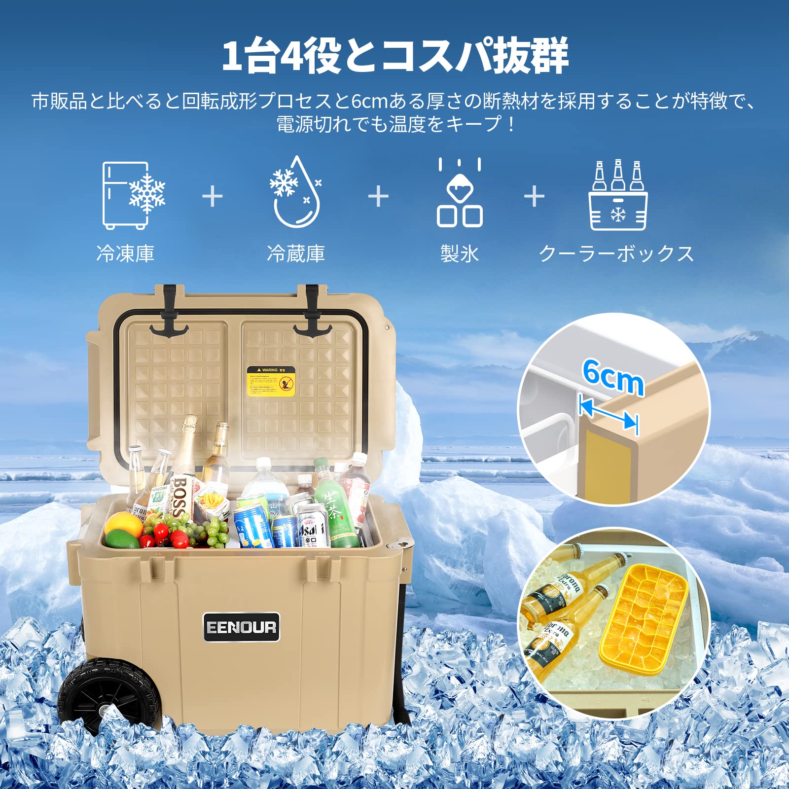 Amazon.co.jp: EENOUR 車載冷蔵庫 45L 大容量 回転成形プロセス 冷却 