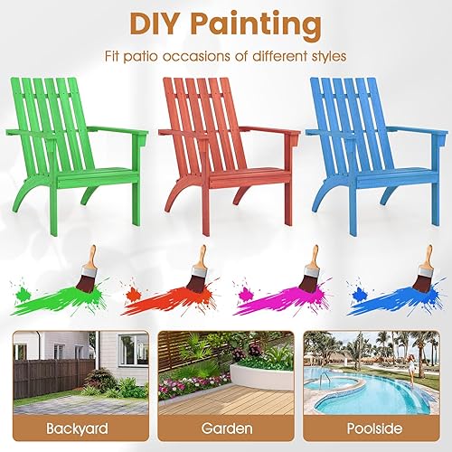 Miniatura 8 de Giantex Adirondack - Juego de 2 sillas de madera de acacia para hoguera con asiento inclinado, respaldo alto, sillas ergonómicas de patio con