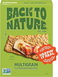 Back to Nature Multigrain Flatbread Crackers - Non-GMO Plant-Based Whole Grain Snack, Hearty 5oz Box