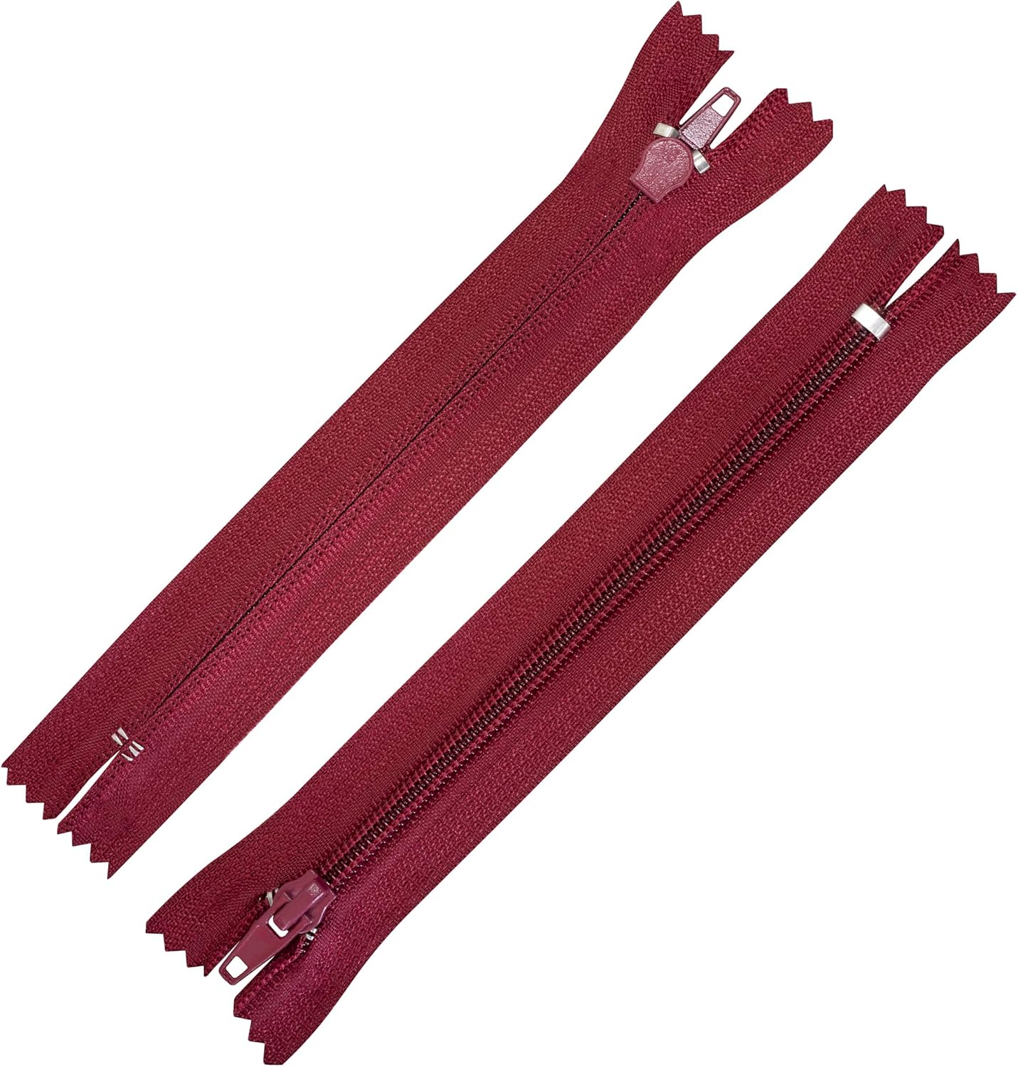 AERZETIX - Set of 15 Spiral Zippers N°5 16 cm Classic Non-Separable with Slider - Metal Nylon Polyester - Light Burgundy - Sewing Repair Textile Making