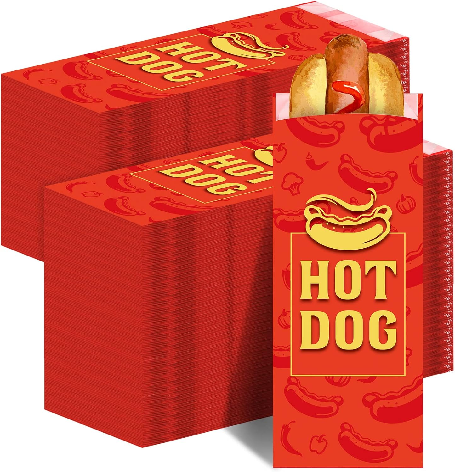 500 Count Hot Dog Paper Sleeves 9'' Printed Hot Dog Wrapper