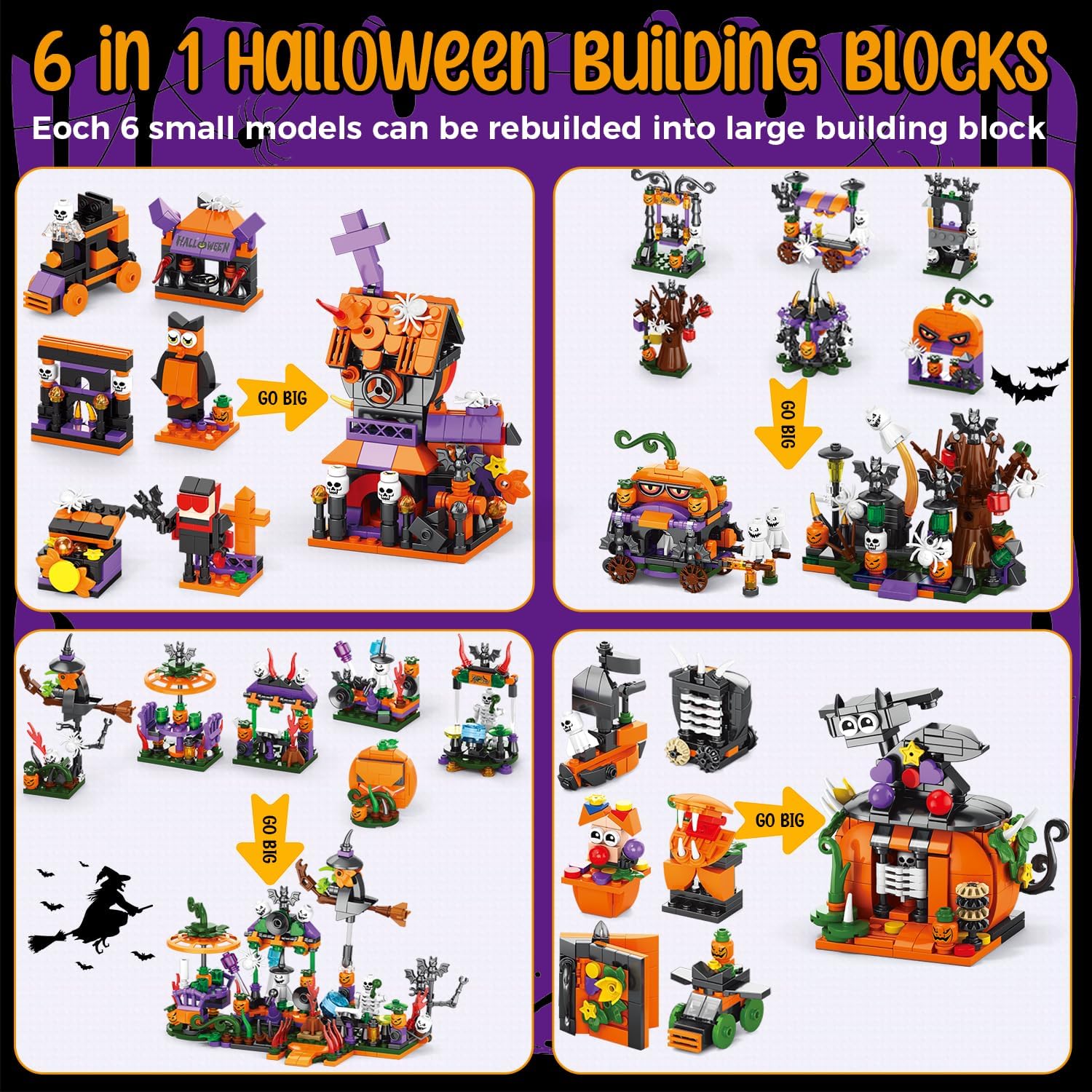 31-Day Halloween Advent Calendar for Adult Teens | Spooky Haunted House, Ghosts, Bats & Pumpkins Building Block| Countdown Halloween Toy Gifts for Kids