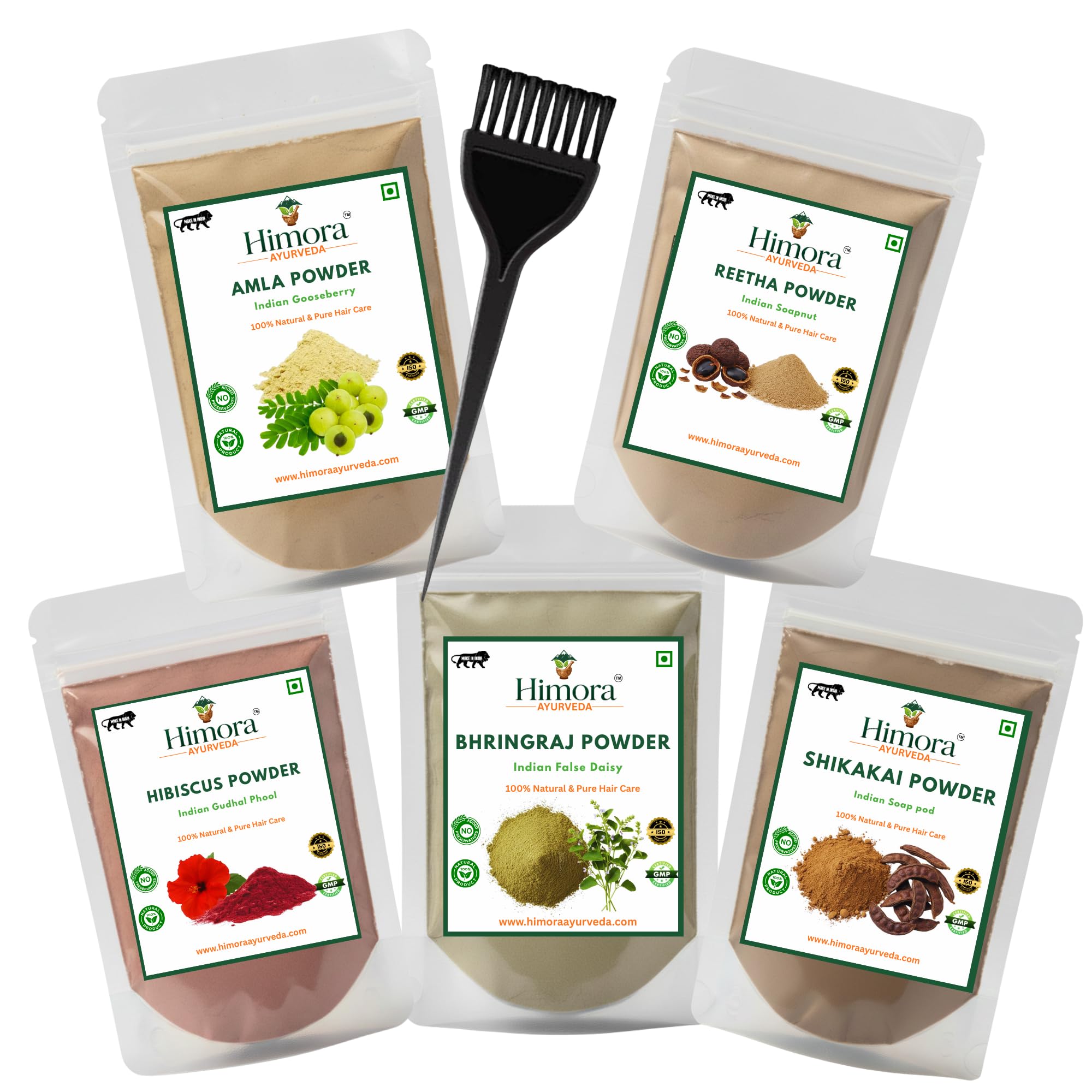 Amla, Reetha, Shikakai, Bhringraj & Hibiscus Powder Hair Care Combo Pack, 100g Each, 500g Total-image-19