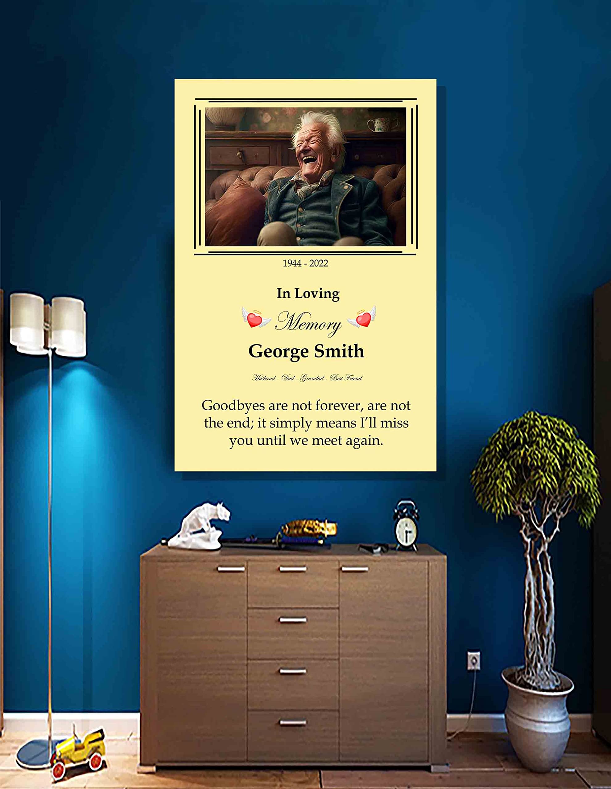 Toile Personnalisable Artley Prints 60x40 Cm – Hommage Souvenir Avec Prénom Et Date – Tableau Mural Pour Papa, Mari Ou Fils