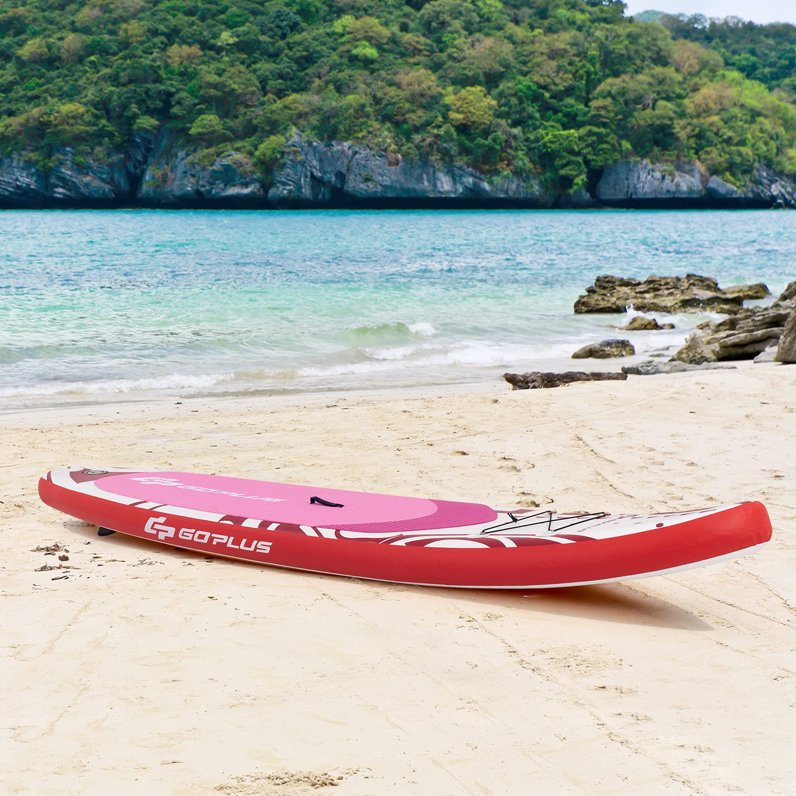 RELAX4LIFE 320/335 x 76 x 15cm SUP Board Set, Aufblasbares Stand Up Paddling Board, Paddelboard mit Sicherheitsleine & Paddel & Pumpe & Rucksack & Reparaturset & 3 Finnen, für Anfänger& Profis